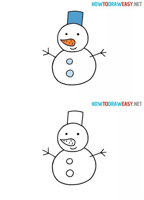 How to Draw a Snowman for Kids Snow Man Drawing Easy, How To Draw Snowman, Snowman For Kids, Draw Snowman, Snowman Drawing, Draw A Snowman, Sketch Outline, Snowman Coloring Pages, Winter Drawings