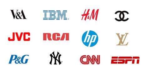 Types of logos: famous lettermarks, wordmarks and pictorial marks Abbreviation Logo, Types Of Logos, Corporate Signs, Lettermark Logos, Examples Of Logos, Logo Design Tutorial, Corporate Image, Logo Type, Word Mark Logo