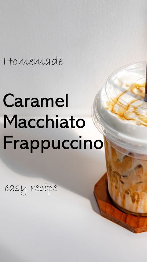 Check out our easy homemade Caramel Macchiato Frappuccino recipe! Homemade Caramel Macchiato, Easy Homemade Caramel, Cold Coffee Recipes, Frappuccino Recipe, Diy Drinks, Fruity Drinks, Caramel Macchiato, Homemade Caramel, Cold Coffee