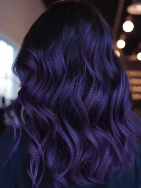 Midnight Violet Hair, Purple Wine Hair, Blue Purple Hair Color, Blue Violet Hair, Midnight Purple Hair, Hair Color For Dark Skin Tone, Purple And Blue Hair, Bright Purple Hair, Dark Purple Hair Color