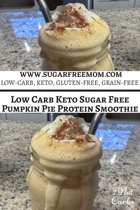 Keto Pumpkin Pie Smoothie, Pumpkin Pie Protein Smoothie, Pumpkin Pie Protein Shake, Keto Yogurt, Breakfast Egg Dishes, Sugar Free Mom, Sugar Free Pumpkin Pie, Almond Milk Smoothie, Ckd Recipes