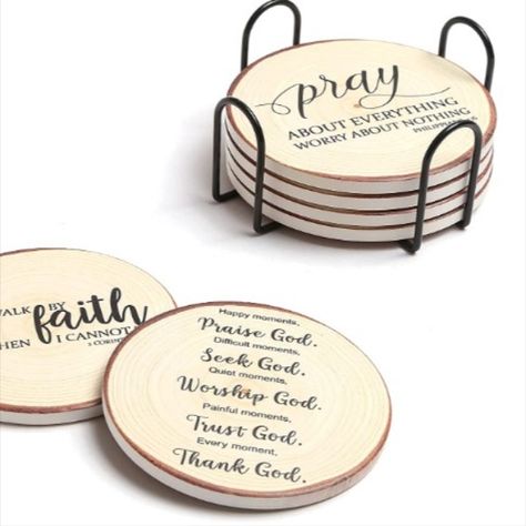 https://amzn.to/3MVdRXi Christian Coasters, Christian Gifts Diy, Mothersday Gifts Diy, Christian Gift Shop, Christian Products, Merchandise Ideas, Coasters With Holder, Christian Crafts, Shower Diy