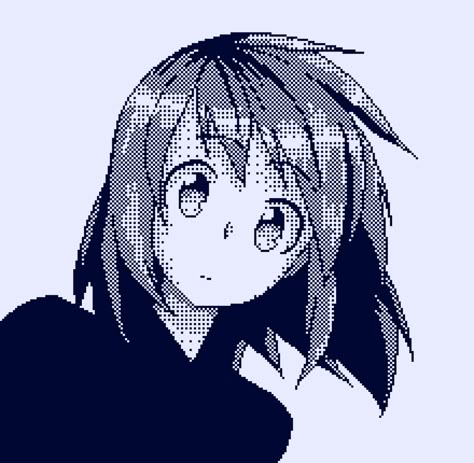 Anime Character, Pixel Art, The Good, Black And White, Tumblr, Anime, Hair, Blue, White