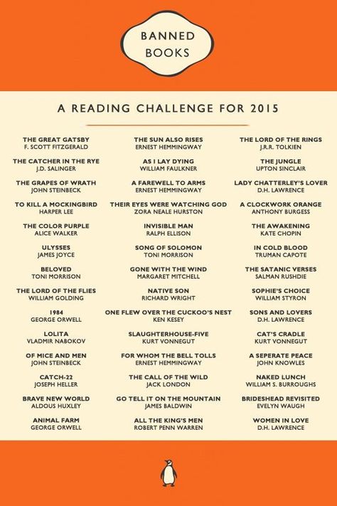 Books And Tea, Book Challenge, Banned Books, Book Week, Book Suggestions, Reading Challenge, The Great Gatsby, Classic Books, I Love Books