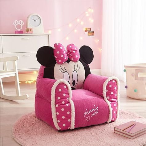 Minnie Mouse Room Decor, Original Minnie Mouse, Toddler Bean Bag, Minnie Mouse Bedroom, Leather Bean Bag Chair, Kids Couch, Foam Sofa, Toddler Girl Room, Bag Chairs