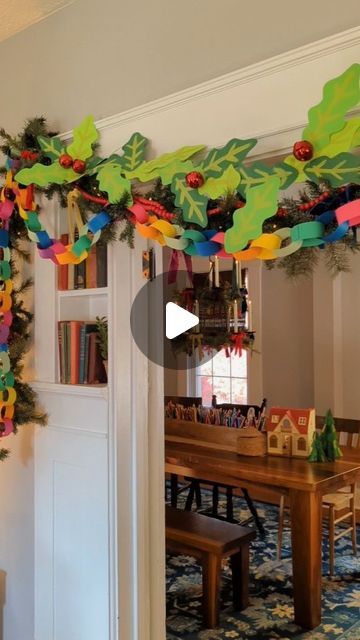 Studio Rosie on Instagram: "DIY Paper Holly Garland 🎁 I originally made this garland to decorate the playroom, but I ended up making enough to put all over the house! I cut out holly shaped leaves from paper in different shades of green and painted a few details on the leaves. I glued the leaves together into a long garland and added red bells as the holly berries. I love how this holly garland looks with the Christmas paper chains Rosie and I made last year! 🥰 #recycleandplay @recycleandplay #recyclemeplay @recyclemeplay #littlesplayshare #craftcreateandmake #easycrafts #funbudgetplay #invitationtocreate #kidscrafts #papercrafts #christmasactivities #diychristmas #christmasdecorations" Diy Paper Garland, Christmas Paper Chains, Holly Garland, Christmas Lights Garland, Paper Chains, Different Shades Of Green, Light Garland, Paper Garland, Instagram Diy