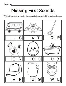 Missing Sounds Kindergarten, Glued Sounds Worksheet, Missing Alphabet Worksheets Kindergarten, Beggining Sound Worksheet, Missing Beginning Sound Worksheet, Preschool Weekly Lesson Plans, Cvc Words Kindergarten, Toddler Homeschool, Fun Math Activities