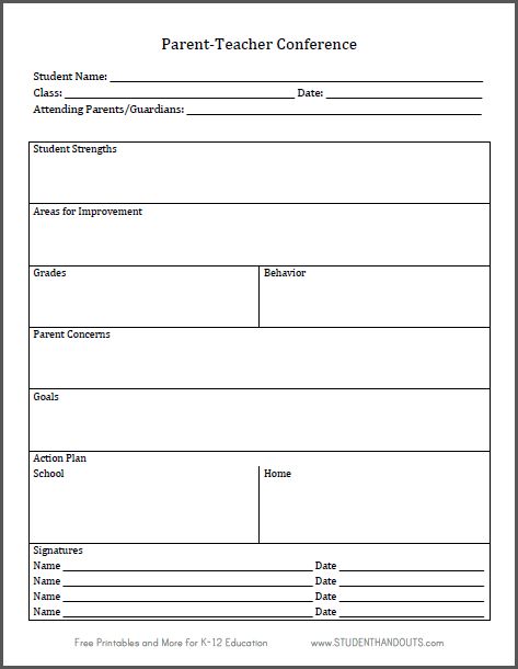 Parent Teacher Documentation Form, Conference Checklist, Parent Teacher Conference Notes, Student Strengths, Teacher Documentation, Parent Teacher Conference Forms, Student Information Sheet, Parent Teacher Conference, Conference Forms