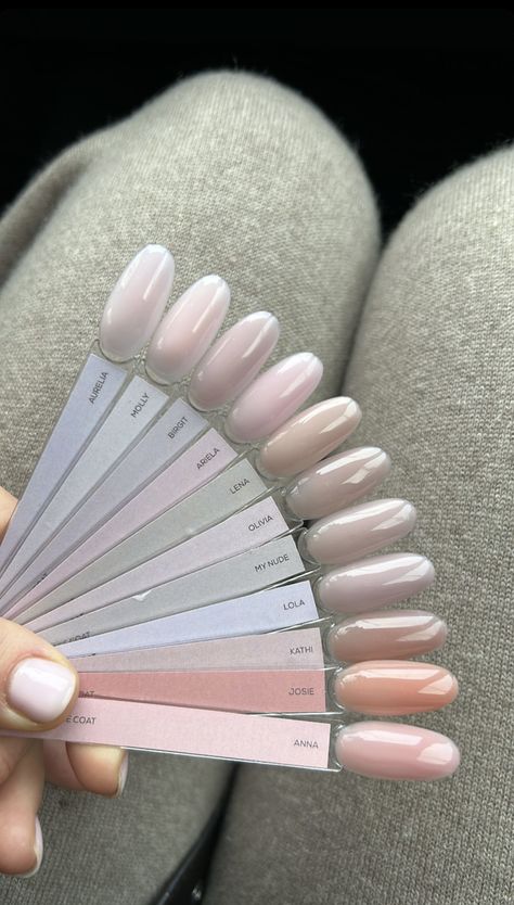 Feminine Nails Classy Almond, Nails Soft Colors, That Girl Nails, Girly Almond Nails, Vanilla Girl Nails, Rich Girl Nails, It Girl Nails, Nail Color Palette, Acrylic Full Set