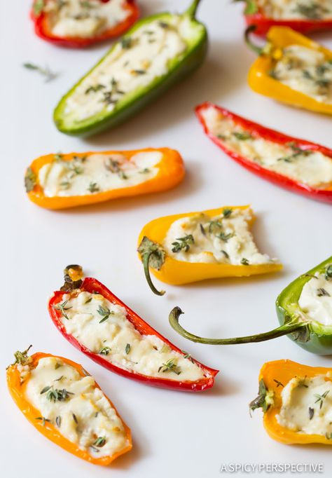 Easy 3-Ingredient Mini Stuffed Peppers Recipe that will delight your party guests! This simple appetizer recipe is loaded with flavor and so easy to make. A Mini Stuffed Peppers, Mini Peppers Recipes, Cream Cheese Stuffed Peppers, Healthy Appetizers Easy, Mini Peppers, Stuffed Peppers Recipe, A Spicy Perspective, Mini Appetizers, Healthy Appetizer Recipes