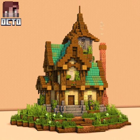 Tiny Starter House Minecraft, Build Inspo Minecraft, Tiny House Minecraft Ideas, Mangrove Starter House Minecraft, Fantasy Minecraft Starter House, Medieval Starter House Minecraft, Minecraft Blue Roof, Better Minecraft House, 1.21 Minecraft Builds