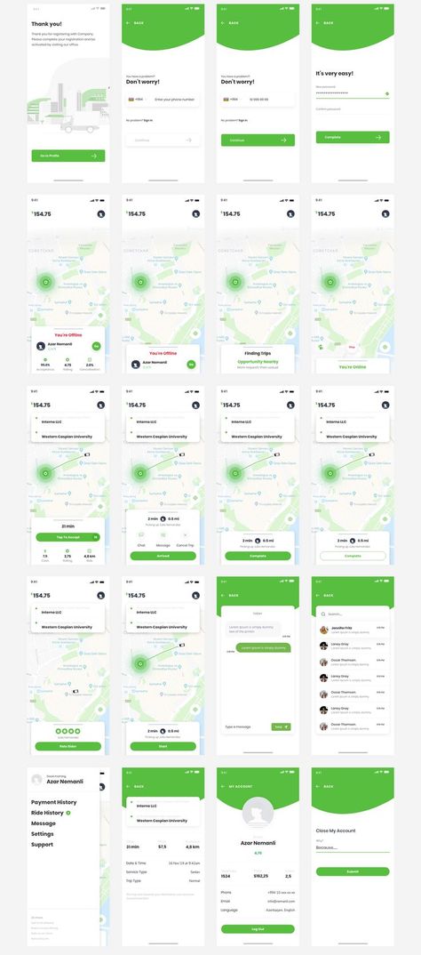 Taxi Driver App UI Kit Taxi driver UI Kit for Mobile Apps In Driver App, Driver App, Freelance Editing, App Login, Taxi App, Message Call, Dark Mode, App Ui Design, Creative Icon