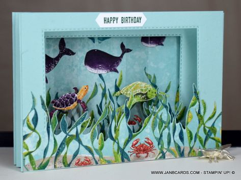 Stampin Up 2020 2021, Time Video, Fishing Cards, Card Making Tutorials, Fancy Fold Cards, Fancy Folds, Fun Fold Cards, Animal Cards, Card Tutorials