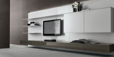 tv wall units for living room - Google Search Tv Kastenwanden, Wall Storage Systems, Modern Tv Wall, Tv Wall Unit, Mobile Tv, Tv Furniture, Living Room Tv Wall, Design Del Prodotto, Wall Systems