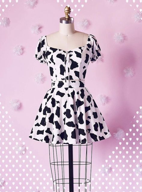 Cow Dress, Cow Outfits, 2 Piece Dress, Dress Drawing, Cotton Dress Summer, Full Circle Skirts, Dress Out, Shoulder Crop Top, Full Circle