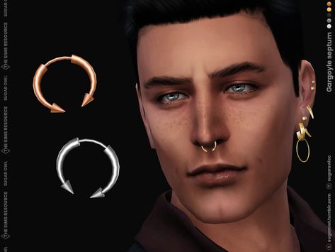 The Sims Resource - Gargoyle septum Sims 4 Male Accessories Maxis Match, Septum Sims 4 Cc, Men's Piercings Ears, Sims Jewelry, Septum Piercing Men, Mens Piercings, Sims Makeup, Cc Accessories, Sims Download