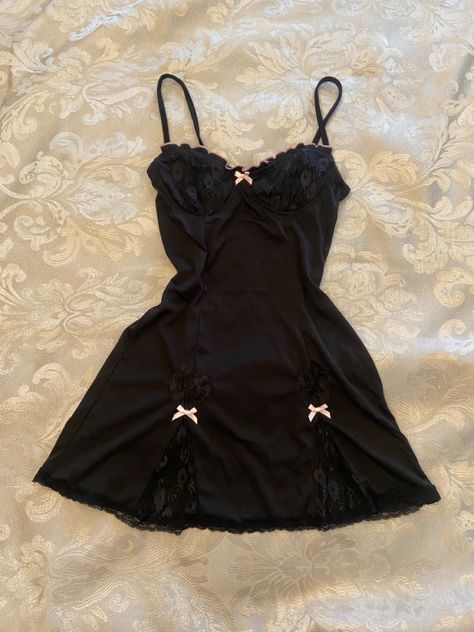 Black Coquette, Coquette Lingerie, 90s Punk, Streetwear 90s, Aesthetic Streetwear, Dress Y2k, Cute Lingerie, Cat Dresses, Bow Dress