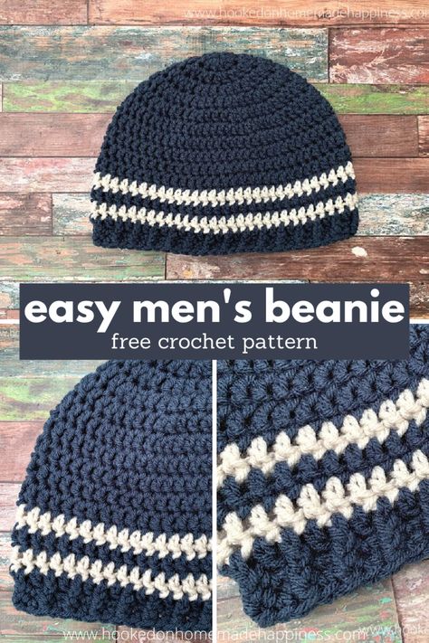 Mens Beanie Crochet Pattern, Pola Kupluk, Crochet Mens Hat Pattern, Mens Hat Pattern, Mens Crochet Beanie, Beanie Pattern Free, Crochet Mens Hat, Pola Topi, Disney Crochet