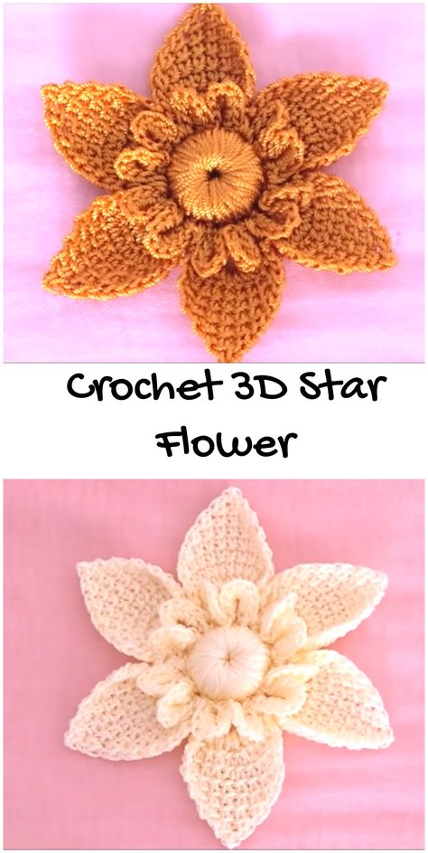 Crochet 3D Star Flower 3d Flower Crochet, Crochet Plants, Irish Crochet Flowers, Crochet Top Outfit, Yarn Flowers, Selling Handmade Items, Mode Crochet, Stylish Crochet, Crochet Plant