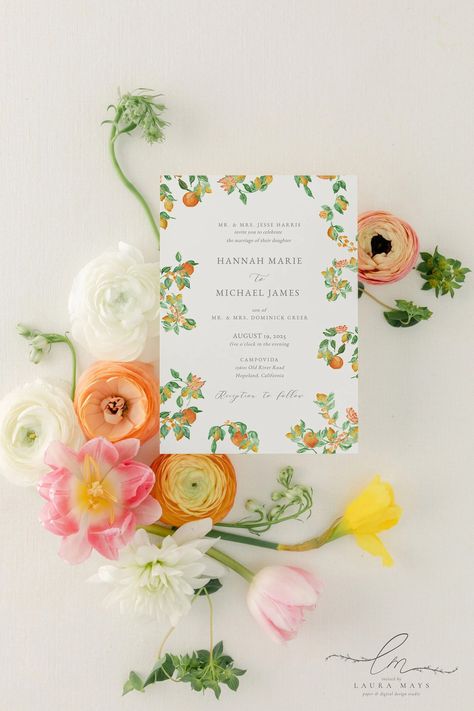 HANNAH Invitation Only, Citrus Wedding Download, Orange Wedding Invitation Template Editable, Printable Mediterranean Wedding, Summer - Etsy Citrus Garden Wedding, Citrus Inspired Wedding, Orange Summer Wedding, Fruit Invitation, Mediterranean Wedding Invitations, Citrus Wedding Invitations, Abroad Wedding, Orange Wedding Invitations, Citrus Wedding