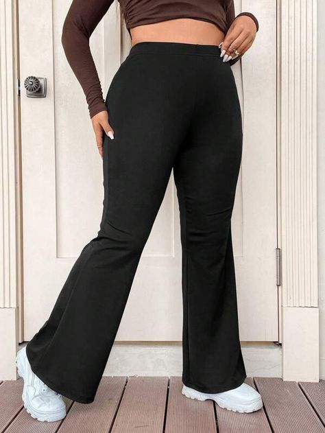 Plus High Waist Flare Leg Pants | SHEIN USA Flare Leg Pants, Swimwear Online, Plus Size Pants, Blouse Dress, Shop Dresses, Leg Pants, Dress Shop, New Arrivals, High Waist