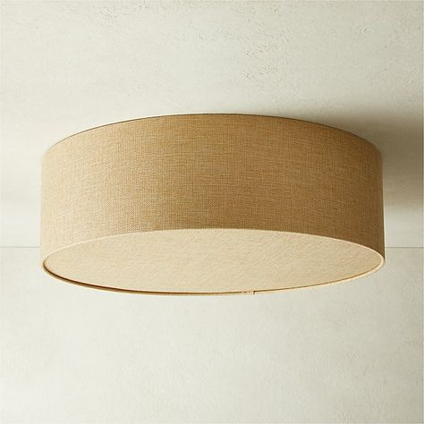 Drum Flush Mount Light 12" + Reviews | CB2 Black Flush Mount Light, Jute Shades, Modern Flush Mount Lighting, House Vibes, Modern Flush Mount, Cfl Bulbs, Forging Metal, Flush Mount Light, Modern Light Fixtures