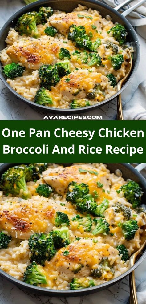 Want delicious chicken recipes? This One Pan Cheesy Chicken Broccoli and Rice is a winner! Ideal for dinner ideas and dinner for two, it’s a cheesy chicken recipe that’s sure to please. Chicken Broccoli Rice Cheese One Pan, Cheesy Chicken And Broccoli Rice, Chicken And Rice And Broccoli Recipes, Chicken And Broccoli Recipes Easy, Chicken Broccoli Recipes, Broccoli Cheddar Rice, Chicken And Broccoli Recipes, Riced Broccoli Recipes, Chicken Rice Broccoli