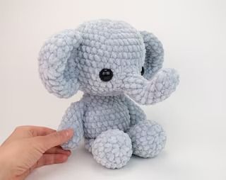 TheresasCrochetShop - Etsy Crochet Elephant Pattern, Easy Crochet Animals, Crochet Shop, Amigurumi Elephant, Crochet Elephant, Elephant Plush, Elephant Pattern, Crochet Animal Patterns, Plush Pattern