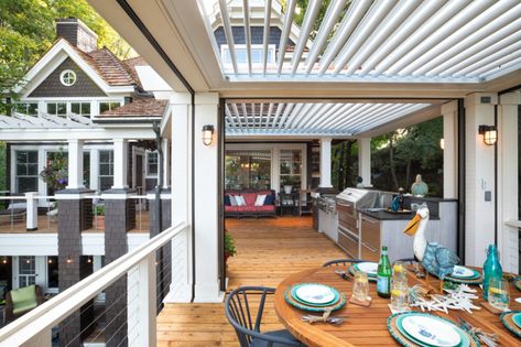 Retractable Louvered Pergola | Adjustable Pergola | Marygrove Retractable Pergola Canopy, Pergola Pictures, Louvered Pergola, Retractable Pergola, Diy Canopy, Decks Backyard, Backyard Deck, Outdoor Pergola, S Design