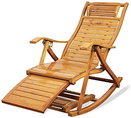 Wooden Rocking Chair Outdoor Folding Sun Lounger Relaxe Recliner with Armrest, Foot Massage and Pillow Support 550lbs Portable Deck, Wooden Rocking Chair, Folding Rocking Chair, Massage Pillow, Wooden Rocking Chairs, Cheap Chairs, Bamboo Chair, Loungers Chair, Patio Rocking Chairs