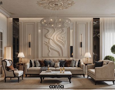 Classic Majlis, 3dmax Vray, Neo Classic, Room Designs, Wall Paneling, Living Room Designs, Room Design, Mural, Photoshop