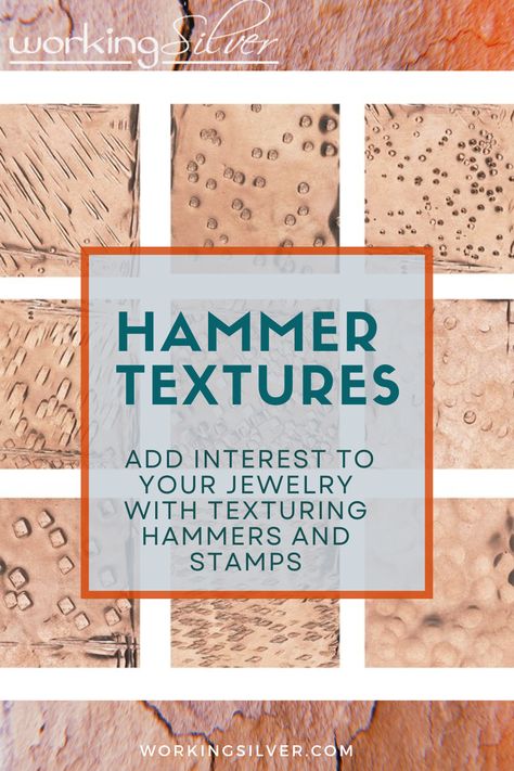 Diy Hammered Metal Jewelry, Hammered Metal Jewelry, Metal Stamping Projects, Metal Gauge, Texture Jewelry, Texture Tools, Hammered Jewelry, Metal Head, Stamp Projects