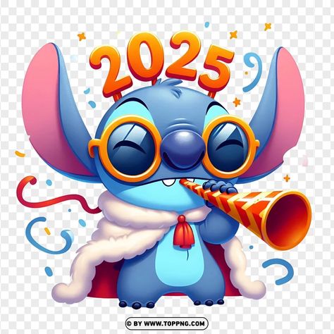 New Years Stitch Wallpaper, Stitch New Year, New Years Clipart, Disney Happy New Year, 2025 Wallpaper, 2025 Sticker, Stickers Cool, Stitch Quote, Stitch Pictures