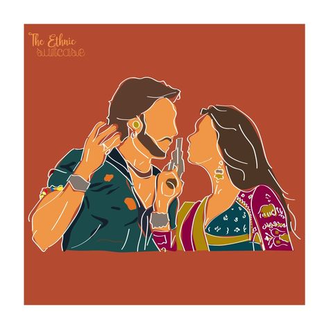 Bollywood Movie Illustration, Bollywood Illustration Art, Songs Artwork, Bollywood Fanart, Bollywood Illustration, Songs Journal, Bollywood Stickers, Movie Illustration, Western Dresses For Girl