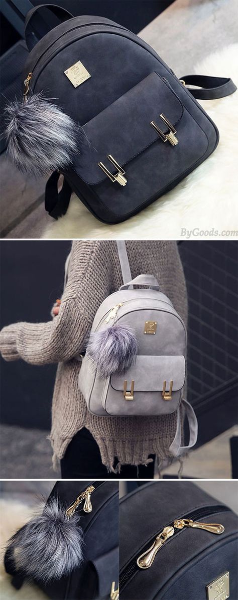 Fashion Frosted PU Zippered Backpack With Metal Lock Match School Bag Backpack for big sale! #pu #fashion #school #college #student #backpack #Bag #rucksack #girl #travel Small Backpack Purse, Frosé, Fashion School, Lv Bags, Cute Backpacks, Lv Handbags, Cute Purses, Small Backpack, Backpack Bag