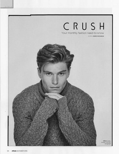 Oliver Cheshire in "Crush" by Joseph Kocharian for Attitude Magazine October 2016 Issue Tony Thornburg, Mens Lookbook, Oliver Cheshire, The Style Council, Elite Model Management, Mens Fashion Inspiration, Mens Fashion Week, Mens Fashion Fall, British Men