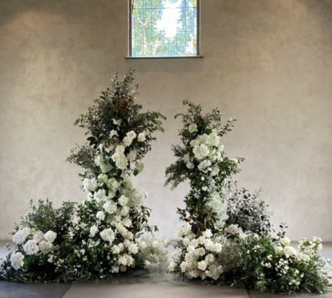 Floral Columns, Green And White Florals, Stones Of The Yarra Valley, Alter Flowers, Ceremony Styling, Yarra Valley Wedding, Rustic Glam Wedding, Lost In Love, Wedding Arbor