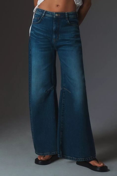 Pilcro Bowed Slouch High-Rise Tapered Jeans | Anthropologie Fitted Jeans, Tapered Jeans, Boho Blouses, Premium Denim, Effortless Style, Anthropologie, High Rise, Womens Sizes, Luxury Fashion