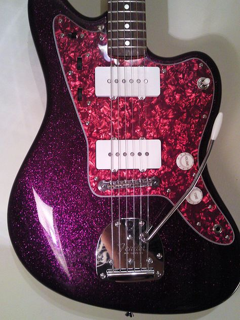 Fender J Mascis Jazzmaster guitar in Purple Sparkle with Pink Pearlescent pickguard  - Shared by The Lewis Hamilton Band -   https://www.facebook.com/lewishamiltonband/app_2405167945  -  www.lewishamiltonmusic.com   http://www.reverbnation.com/lewishamiltonmusic  - Jazzmaster Guitar, J Mascis, Purple Guitar, Fender Jazzmaster, Dream Items, Guitar Obsession, Unique Guitars, Cool Electric Guitars, Guitar Collection