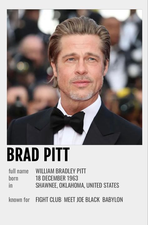 Brad Pitt Movies Posters, Brad Pitt Poster, Actor Poster, Bradley Pitt, Brad Pitt Movies, Celebrity Posters, Actors Birthday, Rennaissance Art, Polaroid Poster