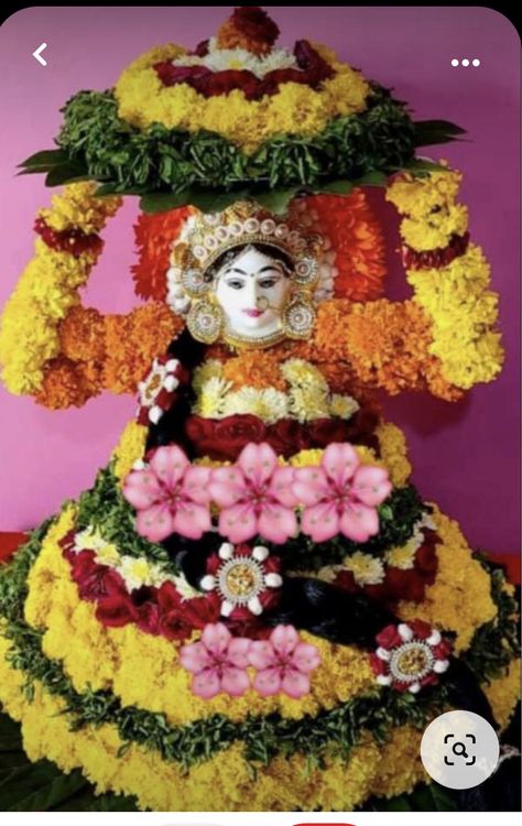 Bathukamma Drawings, Batukamma Decoration, Bathukamma Decoration Ideas, Bhathukamma Festival, Bathukamma Images, Batukamma Images, Ammavaru Decoration, Hindu Traditions, Puja Decoration