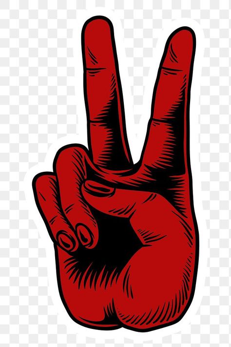 Red hand peace sign sticker design resource | free image by rawpixel.com / Tvzsu Peace Fingers, Peace Sign Hand, Hippie Quotes, Hand Clipart, Peace Hand, Money Tattoo, Sign Sticker, Pop Art Wallpaper, Black Hand