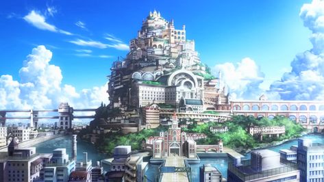 True Cross Academy Town. New Blue Exorcist anime TV series 2017 True Cross Academy, Cross Academy, Superhero School, Private Academy, Places In Tokyo, Rin Okumura, Blue Anime, Ao No Exorcist, Fantasy Places