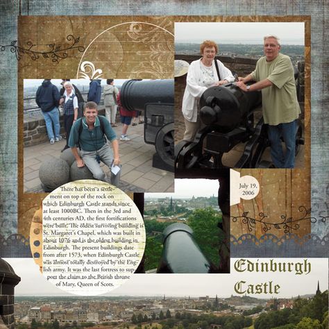 Edinburgh Castle (page 1 of 2) - Scrapbook.com Dublin Scrapbook Pages, Scotland Scrapbook, Europe Scrapbook, Edinburgh London, Scotland Trip, Travel Scotland, Ireland Scotland, Vacation Scrapbook, Scrapbook Layout Sketches