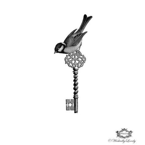 Victorian Bird and Key Wickedly Lovely skin by WickedlyLovelyArt Vintage Key Tattoos, Antique Key Tattoos, Epic Outfits, Old Fashioned Key, Husband Tattoo, Key Tattoos, Key Tattoo, Body Decor, Temp Tattoo