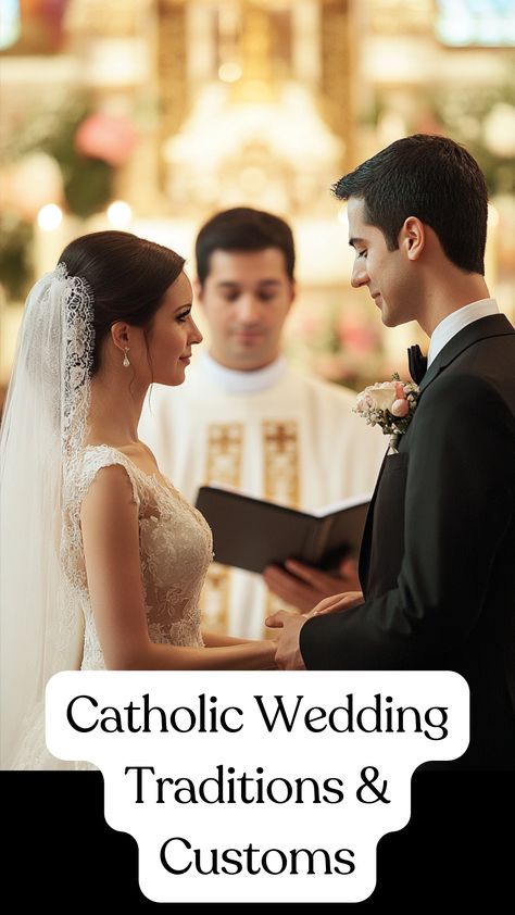 Bride and groom exchanging vows during a traditional Catholic wedding ceremony, surrounded by religious symbols and sacred rituals. Altar Ideas Catholic, Catholic Wedding Readings, Catholic Wedding Songs, Catholic Wedding Aesthetic, Catholic Wedding Ideas, Non Religious Wedding Ceremony, Catholic Wedding Photography, Sacrament Of Matrimony, Traditional Catholic Wedding