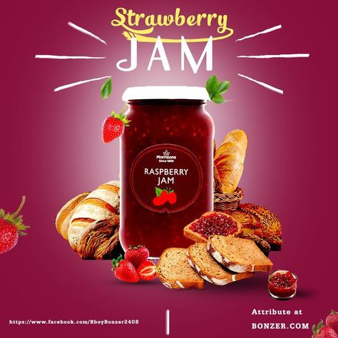 Jam Poster Design, Jam Strawberry, Food Png, Fruit Jam, Social Media Design Inspiration, Bridal Bangles, Mixed Fruit, Raspberry Jam, Strawberry Jam