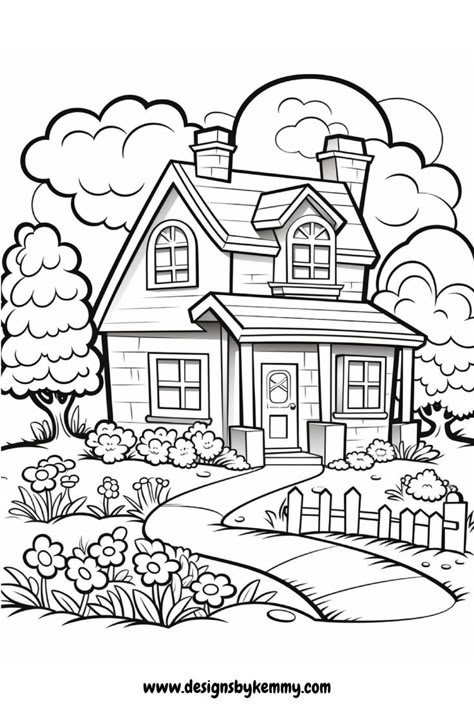 Relaxing Landscape Coloring Pages For Adults | Coloring Pages For Adults | Designs By Kemmy Adult Coloring Pages Free Printable Simple, Coloring Pages Scenery, Printable Coloring Pages For Adults Simple, Doodle Coloring Pages Free Printable, Cabin Coloring Pages, Easy Colouring Pages, Hard Coloring Pages, Scenery Coloring Pages, Coloring House