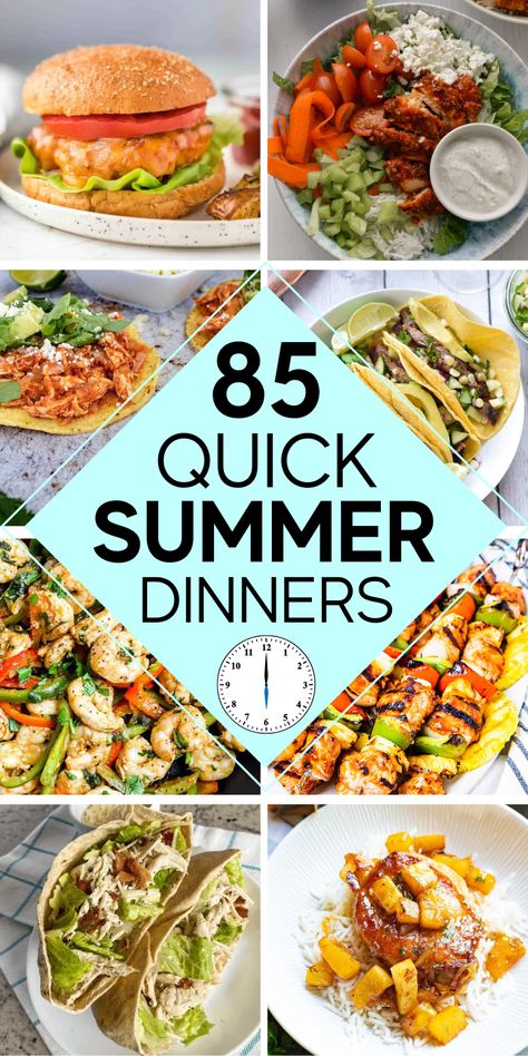 Easy End Of Summer Meals, Simple Summer Dinner Recipes For Family, Good Summer Dinner Ideas, Quick Easy Light Meals, Easy Summer Supper Ideas Quick, Inexpensive Dinner Ideas Healthy, Easy Dinners For Vacation, Fast Easy Dinner For Two Weeknight Meals, Hot Summer Lunch Ideas