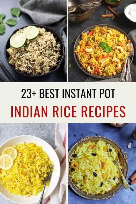 Here is the ultimate variety of Instant Pot Indian Rice recipes. You will find recipes such as basmati rice, pilaf & the most popular biryani recipes! Instant Pot Rice Recipes | #ricepilaf #indianrecipes #indianrice #sidedishes #biryani #pipingpotcurry | pipingpotcurry.com Variety Rice Recipes Indian, Indian Rice Recipes Basmati, Indian Instant Pot Recipes, Ip Rice, Instant Pot Rice Recipes, Indian Instant Pot, Basmati Rice Pilaf, Instant Pot Indian, Indian Biryani